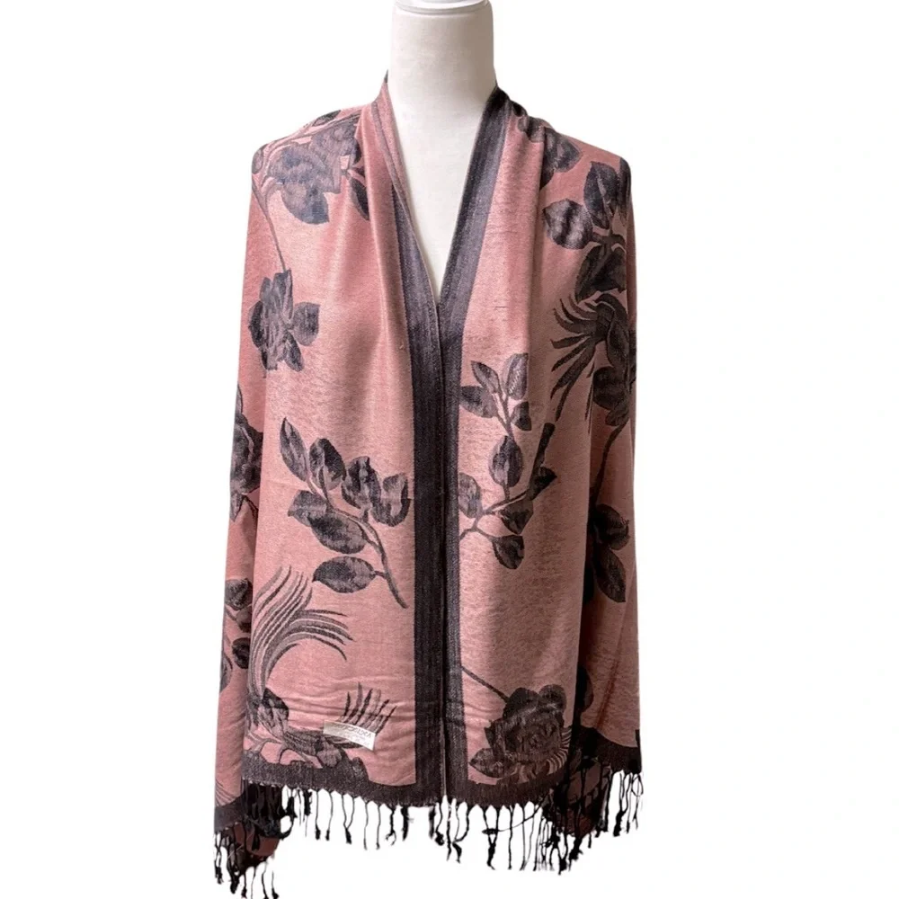 Pashmina Silk Floral Shawl/ Scarf/ Wrap NEW